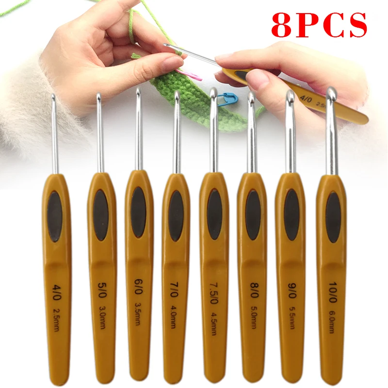 

8 шт., эргономичные мягкие крючки для вязания, 2,5-6 мм