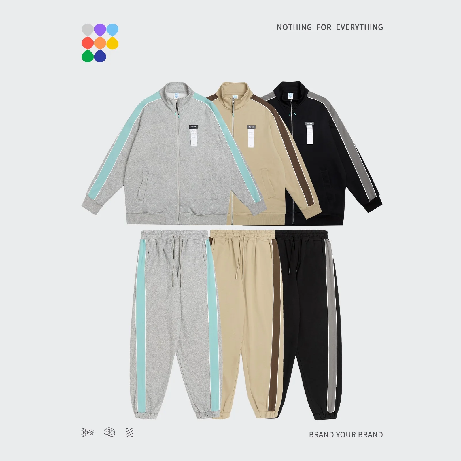 

Альтернативный базовый спортивный костюм для мужчин, повседневная модель 2021, модный Свободный пиджак на молнии и спортивные брюки, унисекс, спортивный костюм