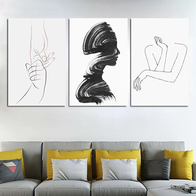 

Abstract Sexy Woman Sketch Canvas Art Posters And Prints Black And White Line Art Canvas Painting On the Wall Art Nordic Picture