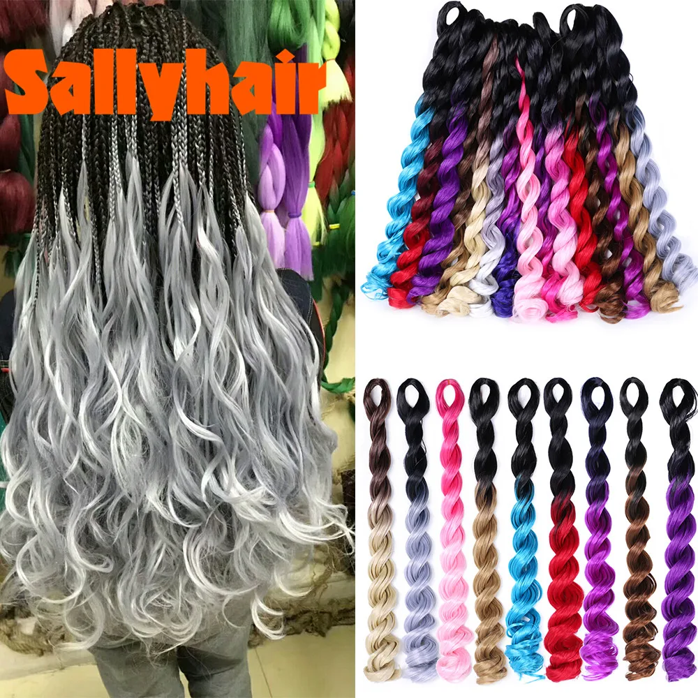 

Sallyhair, крупные волнистые волосы, Омбре, вязаные косы, 22 дюйма, синтетические плетеные волосы для наращивания, 100 г, волосы из высокотемператур...
