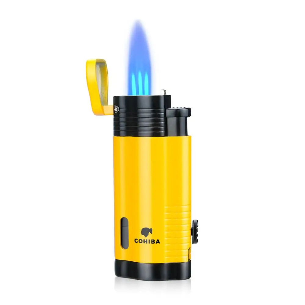 Металлическая зажигалка Cohiba для сигар сигарет табака 3 фонарь ела струйное пламя