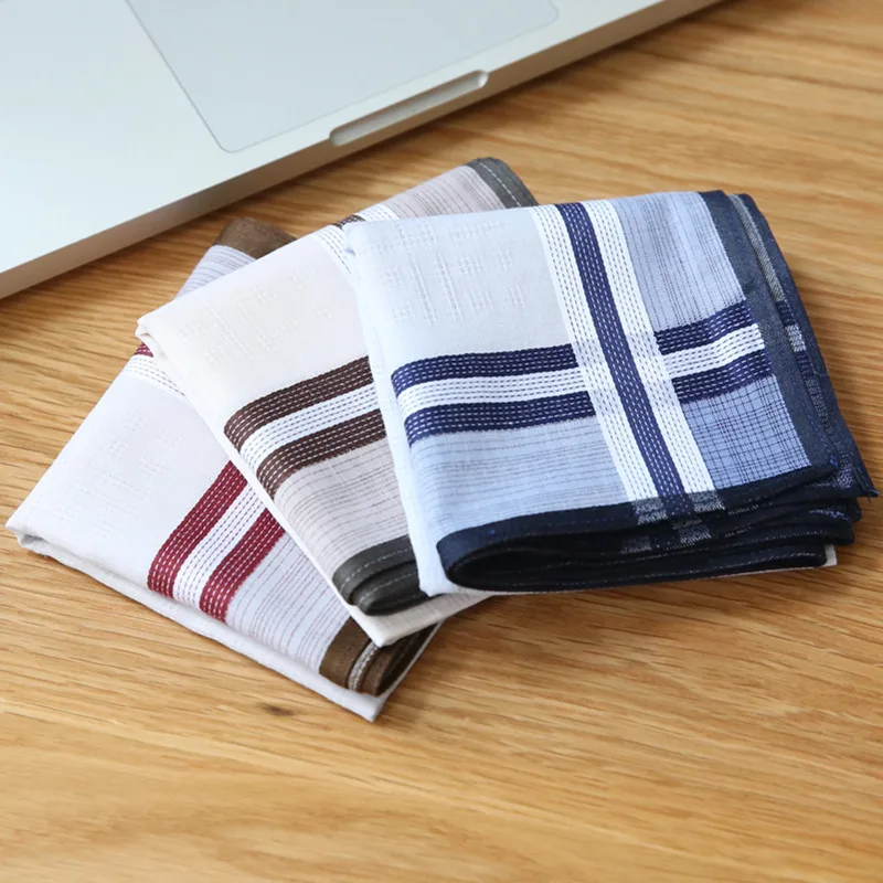 

43*43cm Men's Cotton Plaid Handkerchief Jacquard Scarves Gentlemen soft Square Pockets hankerchief Boys