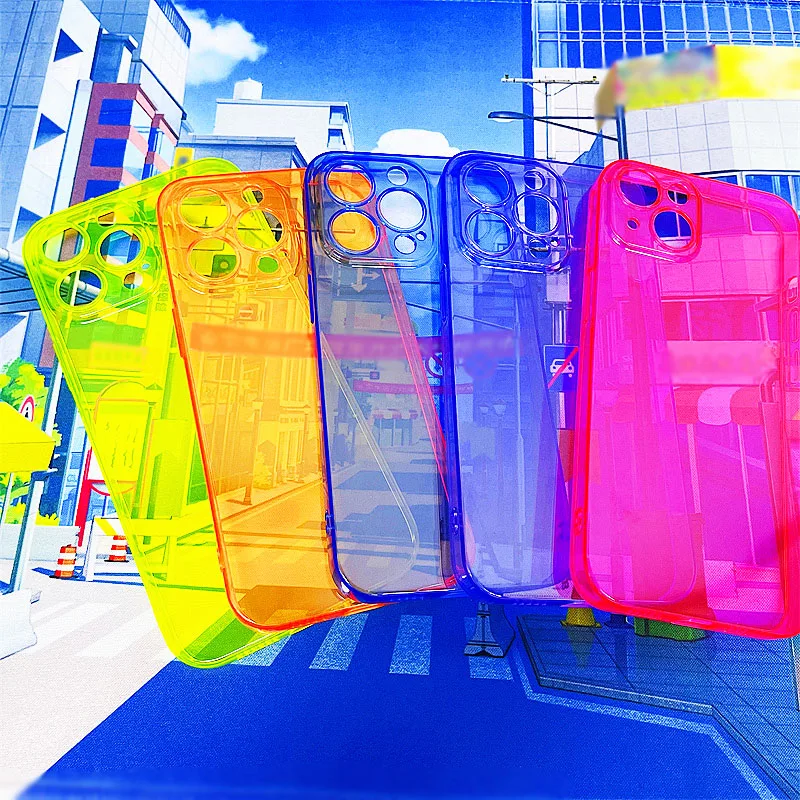 Яркий Цветной неоновый флуоресцентный однотонный чехол для телефона iPhone 13 Pro Max