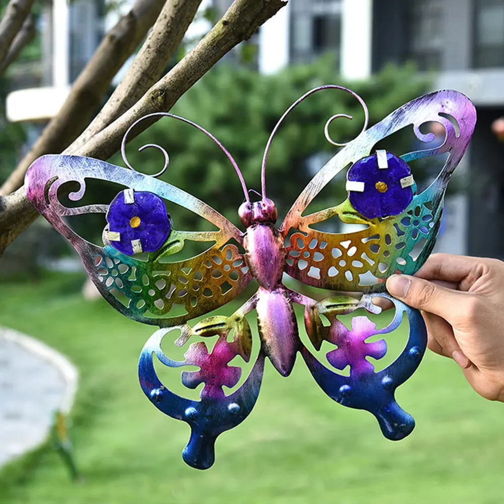 

3D Color Metal Butterfly Wall Decoration Hanging Sculpture Wall Artwork Garden Decoration Miniaturas Animal Outdoor Statues Yard