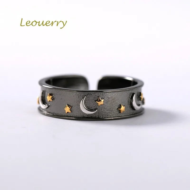 Leouerry 925 пробы серебряное кольцо с Луной и звездой креативное Винтажное рельефным