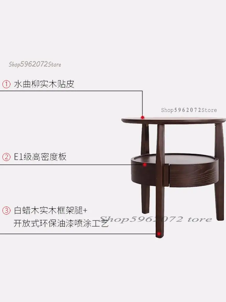Nordic Solid Wood Bedside Table Modern Simple Bedroom Round Small Side Creative Storage Corner With Drawer Tab |