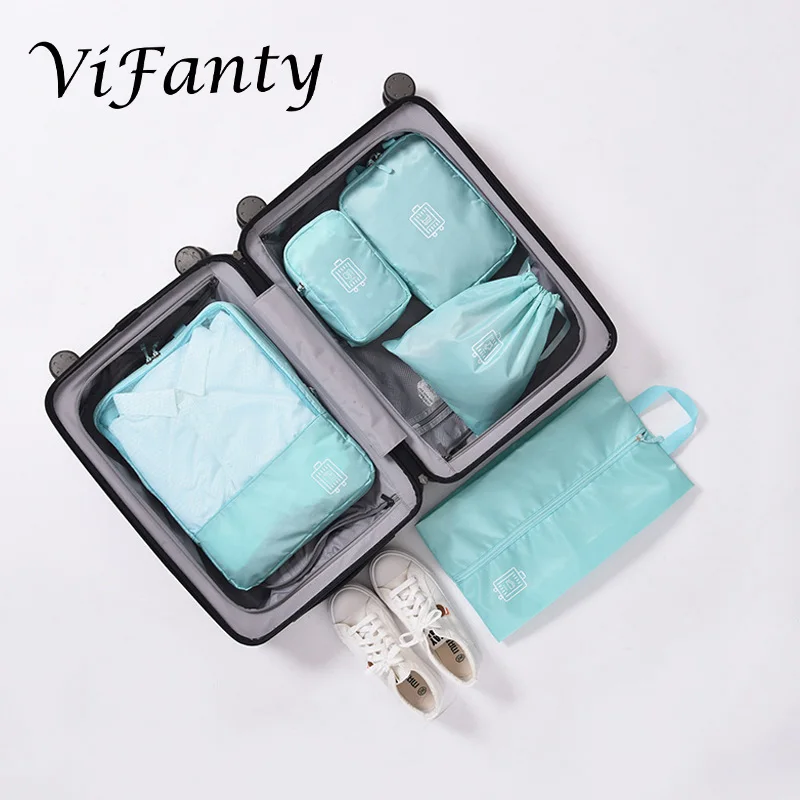 Light Blue Портативный 5 шт Путешествия несессер Упаковка Куб багаж - Цвет: Light Blue