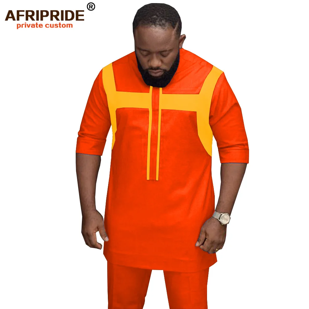 2019 African men clothing dashiki outfit print shirts tops+ankara pants 2 piece set casual tracksuits tribal AFRIPRIDE A1916005