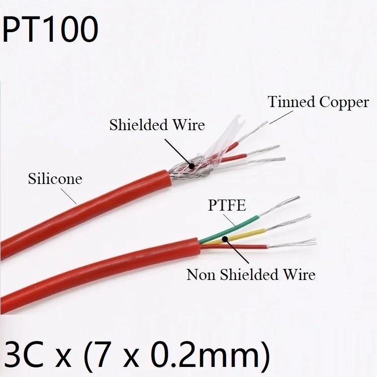 PT100 термопары провод силиконовый OD 4 5 мм PTFE изолированный 3 ядра Луженая Медь из