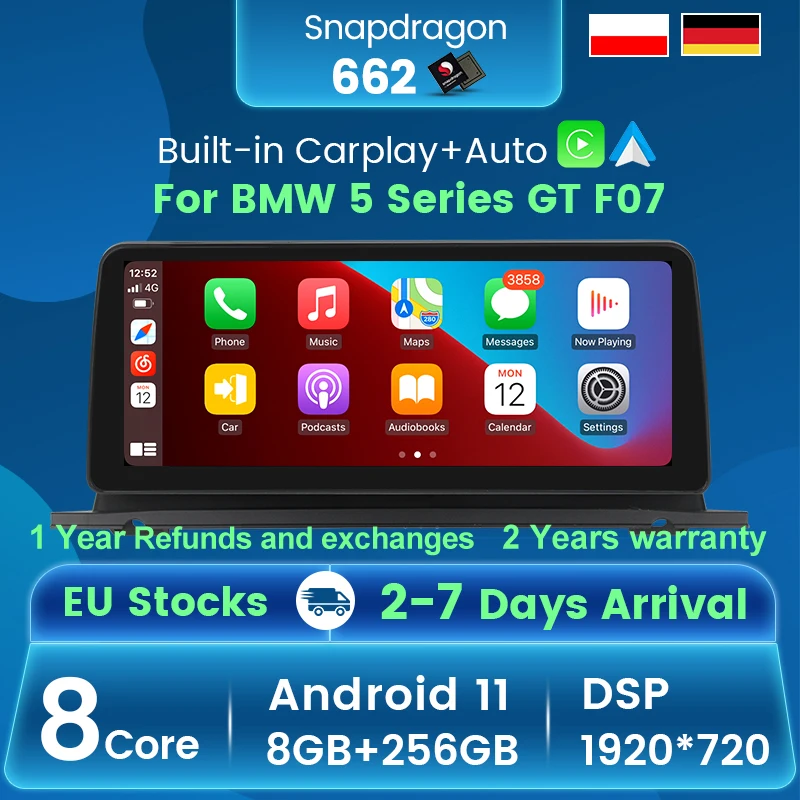 

Fellostar 12,3 ''Android 11 8 + 256G автомобильная навигация автомобильный радиоприемник для BMW 5 серии GT F07 2009-2016 беспроводной carplay DSP IPS 4G