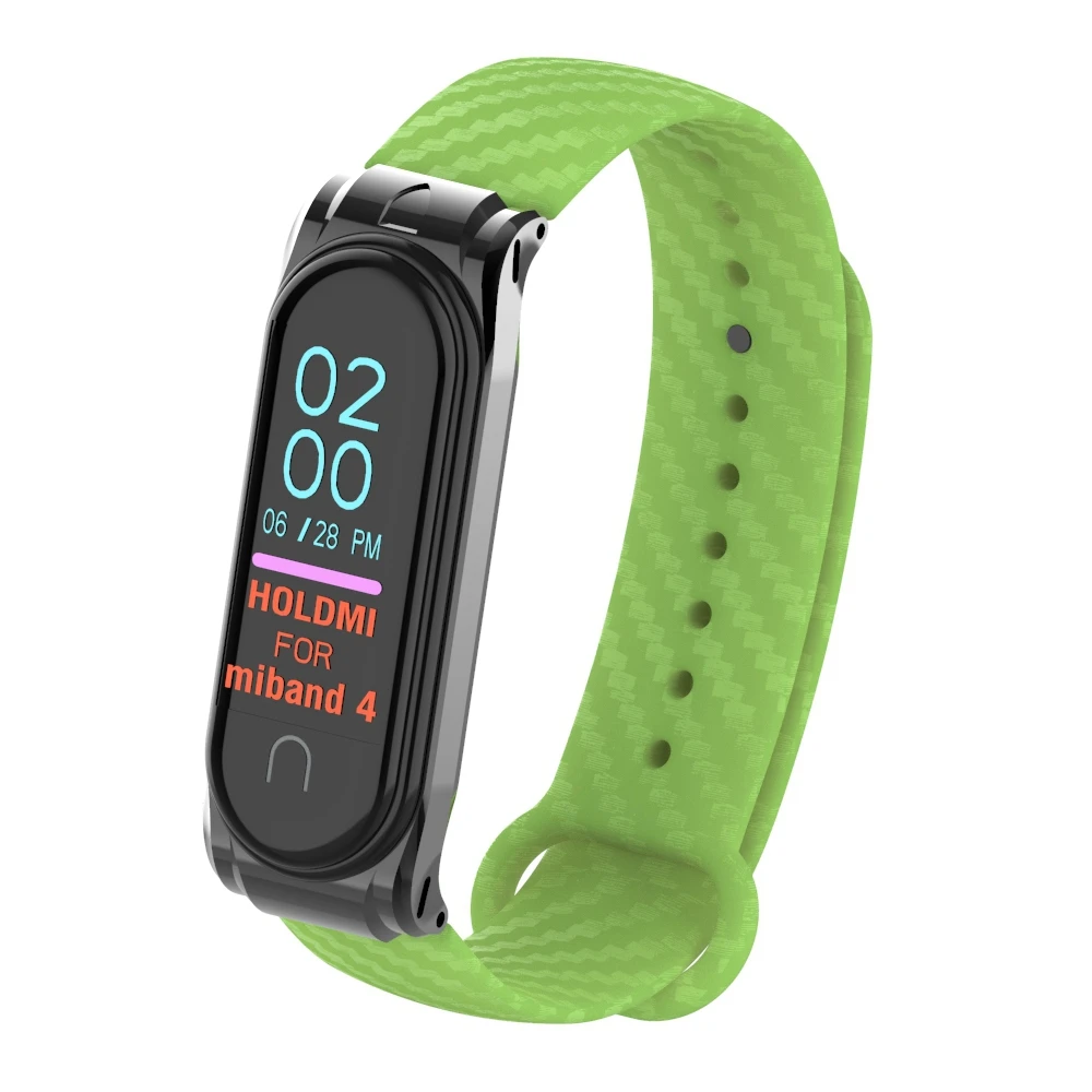 Hangrui mi Band 4 силиконовый чехол из углеродного волокна для Xiaomi mi band 4 ремешок металлический каркас браслет mi band 3 ремешок из нержавеющей стали