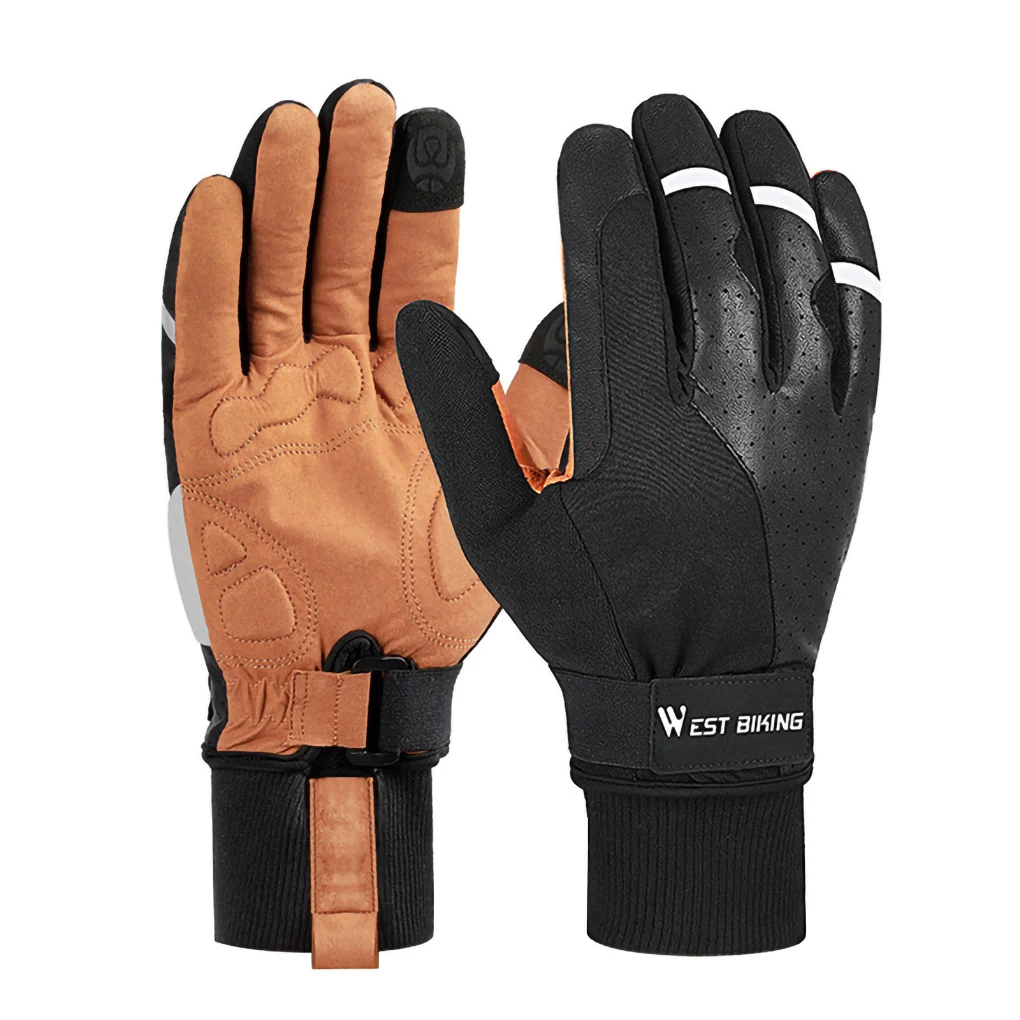 

1 Pair Non-slip Gloves Outdoor Sports Cycling Shockproof Anti-slip Winter Warm Keeping PU Gloves New Year Suppy 2021