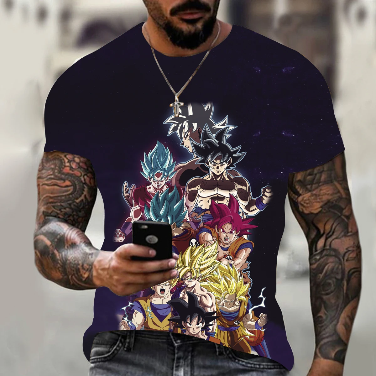 

2021 High quality new men's round neck cartoon animation oversized T-shirt casual hip hop street style men's tops