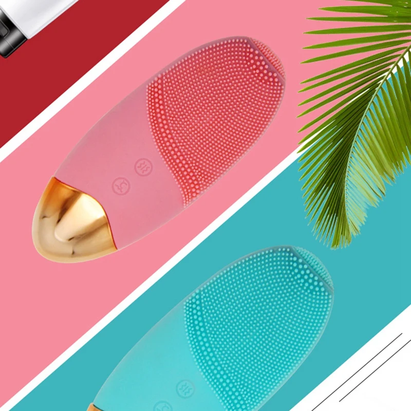 

Electric Heating Face Washing Cleaning Massage Brush Waterproof Silicone Facial Cleansing Devices
