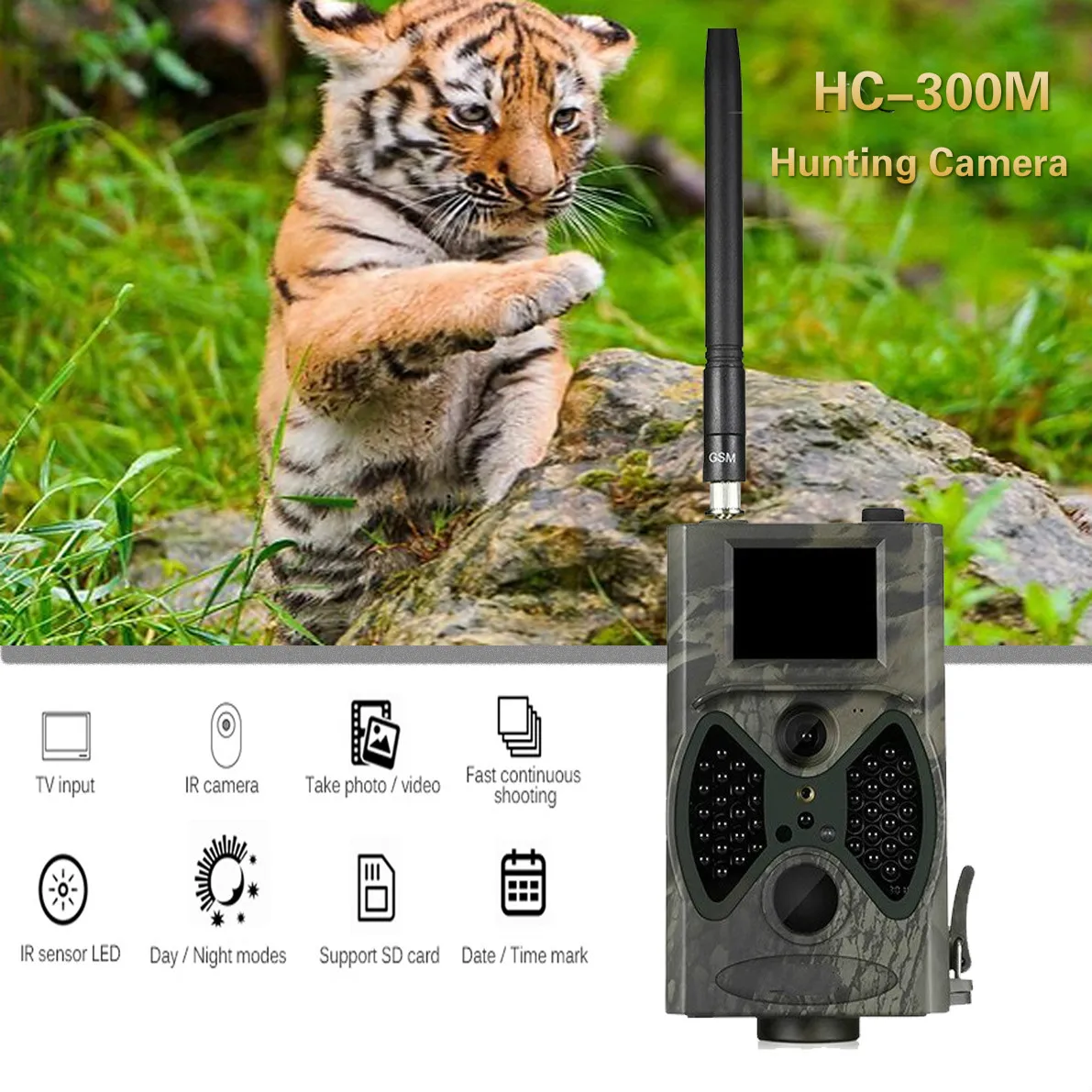 Celluar Hunting Camera  MMS SMTP Email 16MP 1080P Photo Trap Night Vision Wildlife Infrared Trail Cameras Chasse HC300M