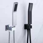 Ручная Душевая насадка BAKALA, полностью латунная, квадратная, хромированная или черная, с латунным настенным держателем и шлангом из нержавеющей стали 1,5 м