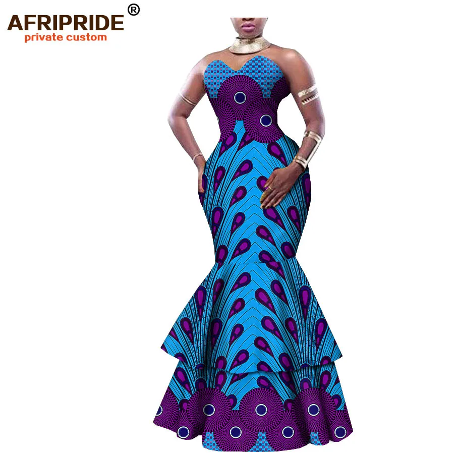 Длинное платье с принтом в африканском стиле для женщин хлопковое формальное без