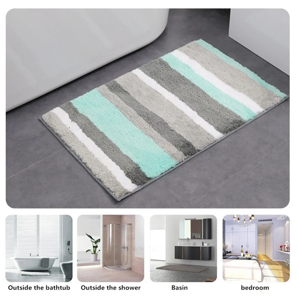 Коврик для ванной в полоску 19 6 × 31 4 дюйма нескользящий мягкий коврик из