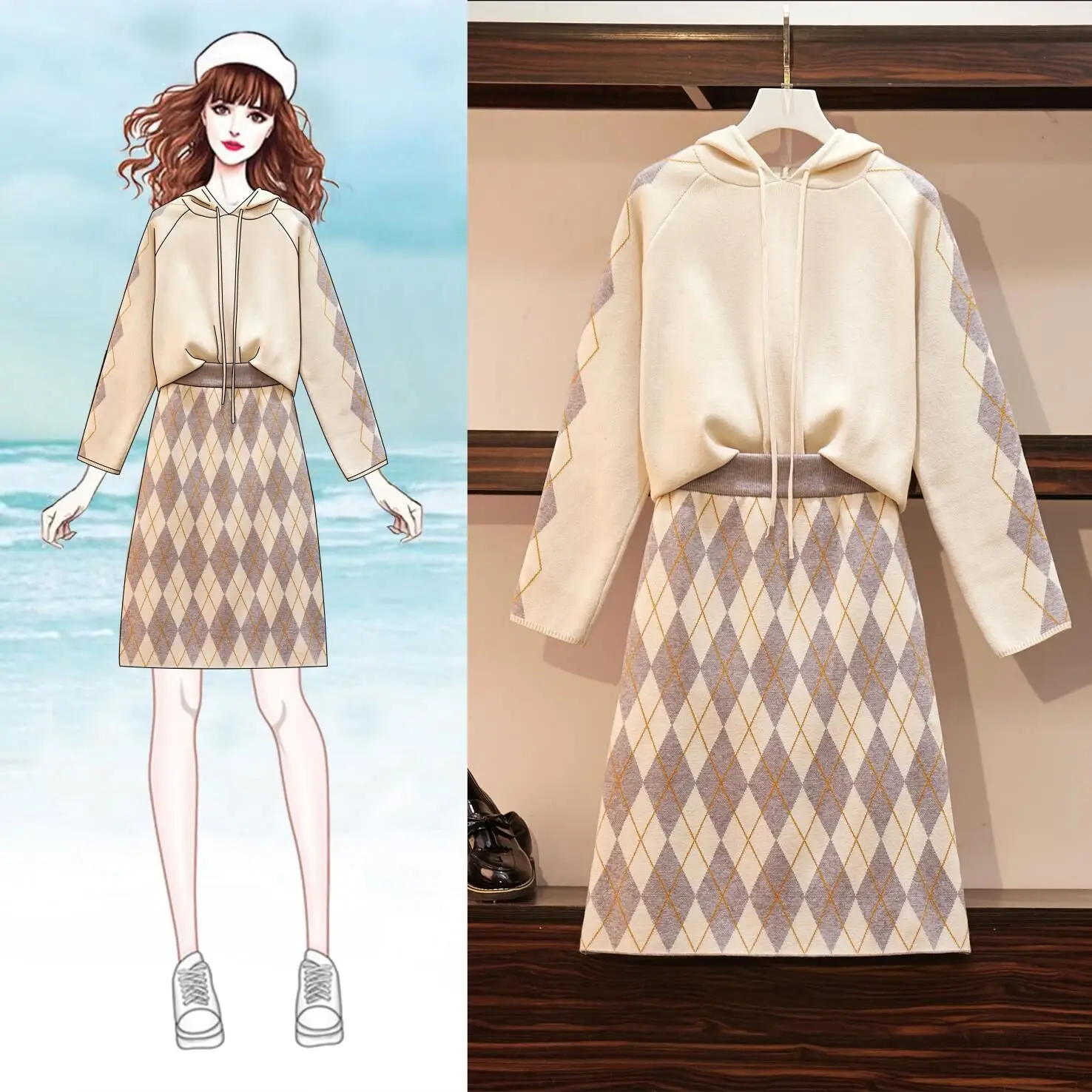 Женская одежда большого размера Осень и зима 2019 новый стиль тонкий костюм