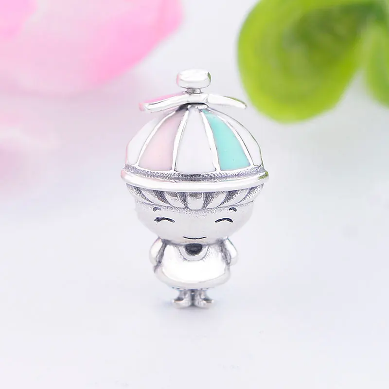 Подлинная 100% Стерлинговое Серебро 925 пробы шляпа из эмали крутой мальчик Шарм