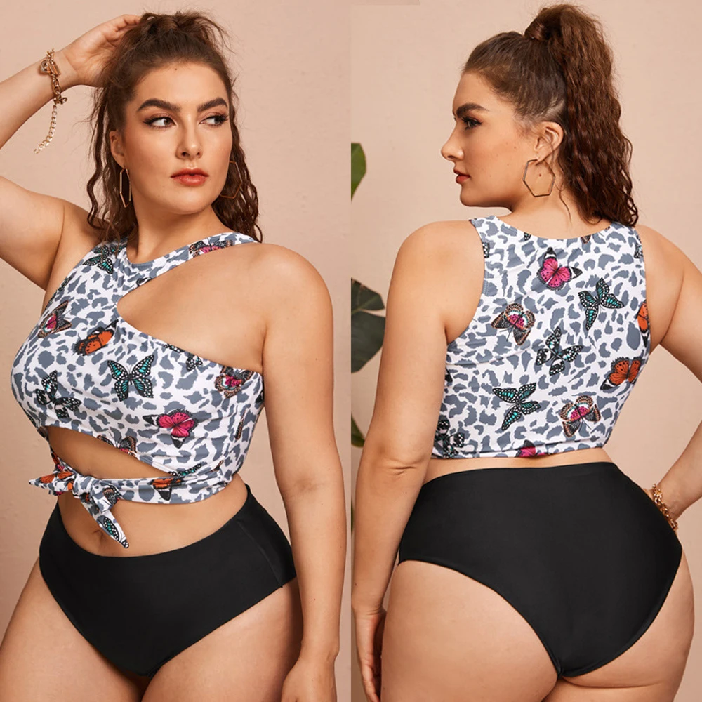 

027 Bikini Plus Women's Two-piece Swimwear 2022 Stylish Ladies Beach Swimsuit Female Separate Women Summer Bra Underpants L-4XL