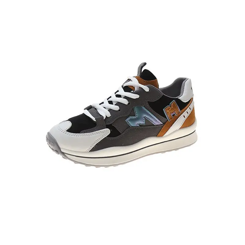 

SHOFORT Platform Sneakers 2021 Spring Fashion Lace-up Mixed Colors All-match Women Shoes Casual Heighten Damping Running Shoes