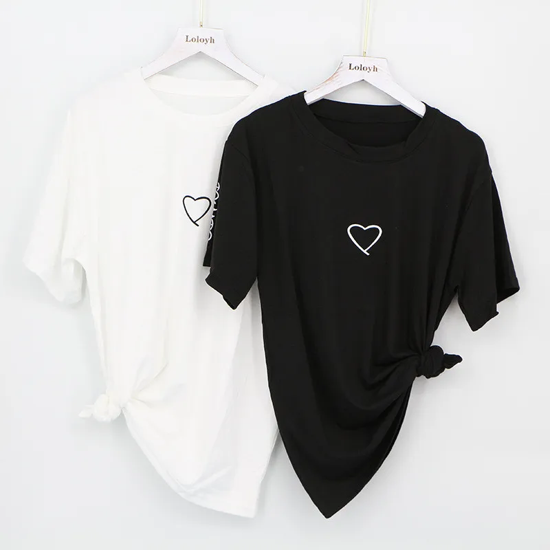 Женская Повседневная футболка с принтом летняя свободная для девочек