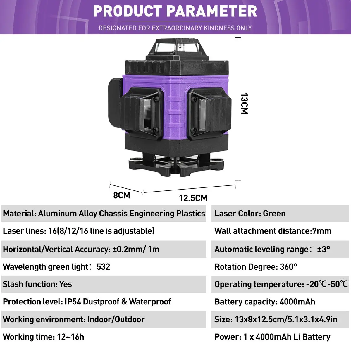 FASGet 16/12/8 Lines Professional Floor and Ceiling Remote Control 4D Green Line Laser Level with 4000mah Li-Ion Battery | Инструменты