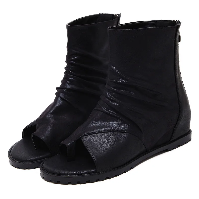 

Новинка лета 2019, женские уличные сандалии с застежкой-молнией сзади, римские сандалии с высокой посадкой для увеличения фотографий