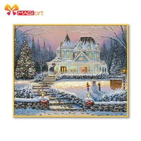 cross stitch kits embroidery needlework sets 11ct water soluble canvas patterns 14ct full merry christmas town ncmc120