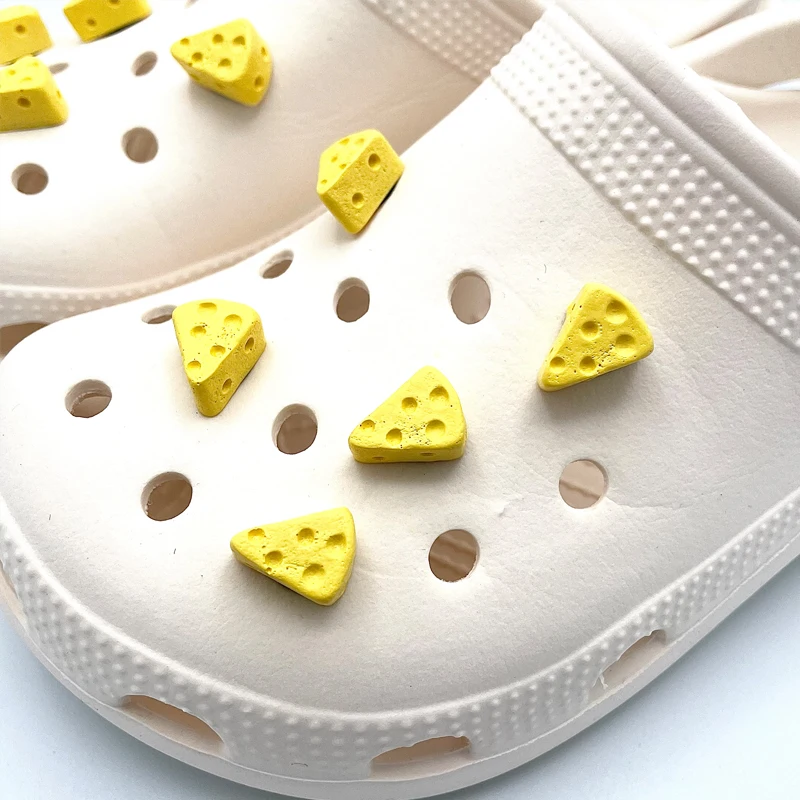 Cute Kawaii 3D Yellow Cheese Resin JIBZ Shoe Charms Shoe Jewelrys DIY Decoration For Men Child Croc Clog Shoe Badges Accessories