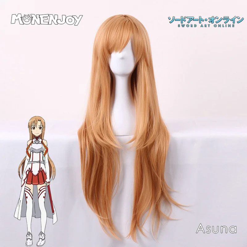 

Monenjoy Sword Art Online Yuuki костюм Asuna для косплея (костюмированных игр) Wig Anime SAO светильник-коричневые длинные волосы