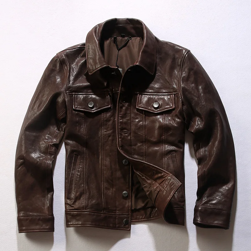 Can 9161 Rock Roll Read Description! Asian Size Men's Good Quality Stylish Genuine Sheep Leather Jacket