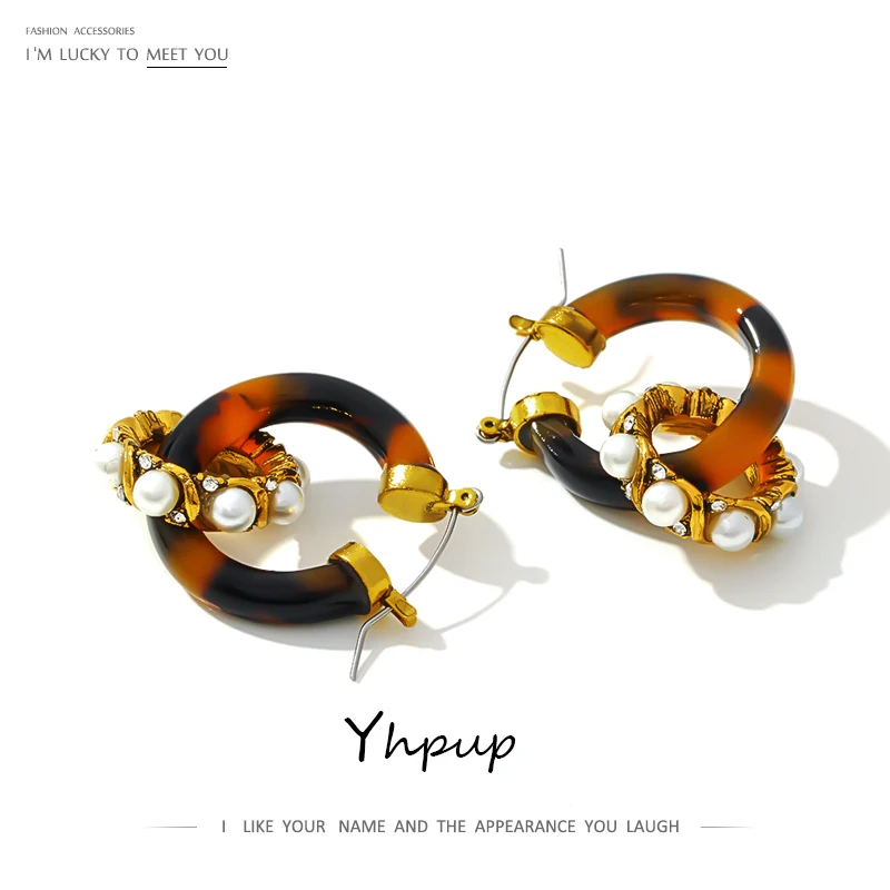 Yhpup модные богемные акриловые висячие серьги с имитацией жемчуга темпераментные