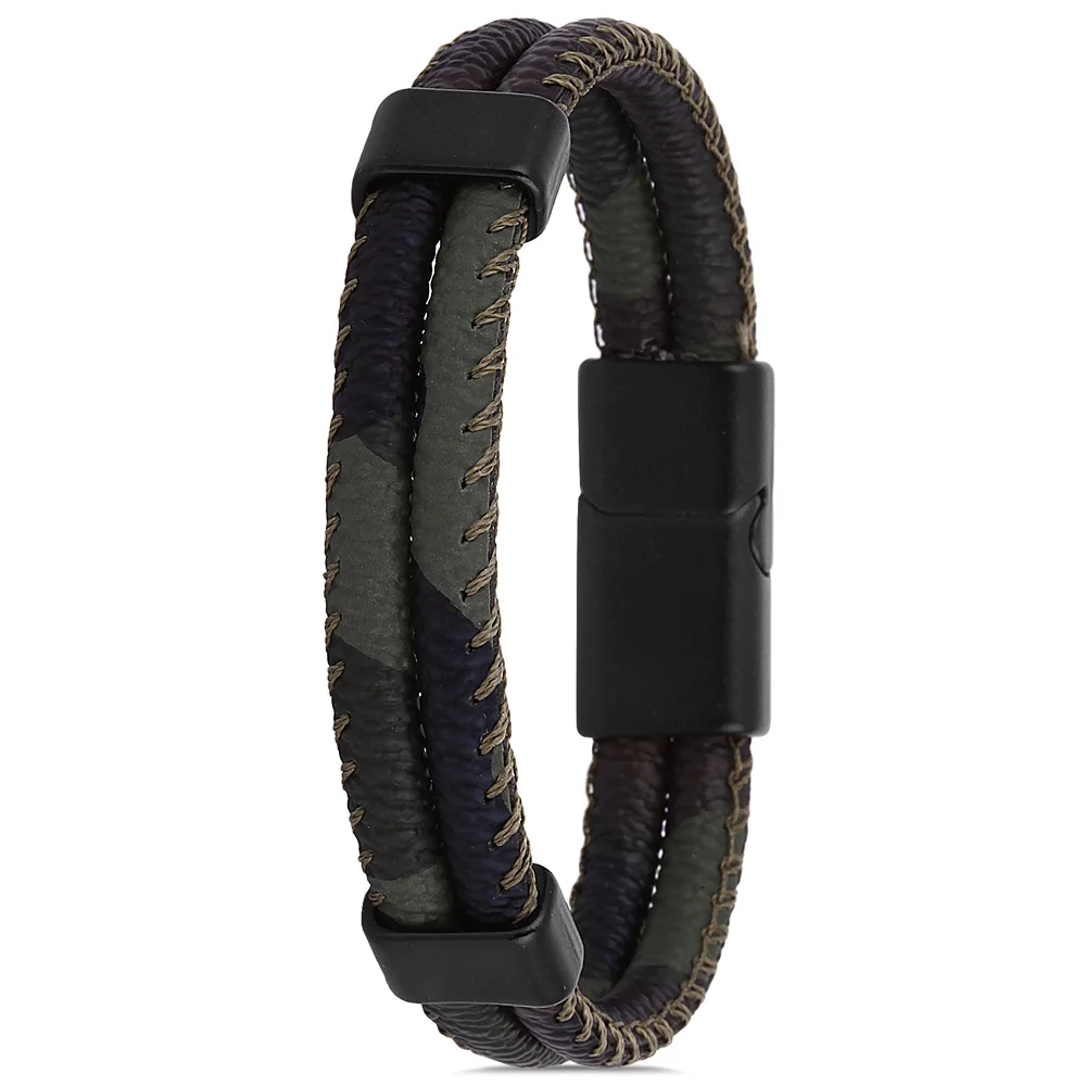 

Parigi PRGJWG138-01 Mens Bracelet Bangles Fashion Jewelry Leather Green Purple Birthday Gift for Mens