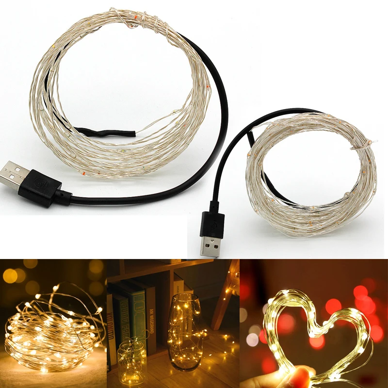 

Fairy Light 1M 5M 10M 100 LEDS Starry String USB Lights Fairy Micro LED Transparent Wire for Party Christmas Wedding 6 colors