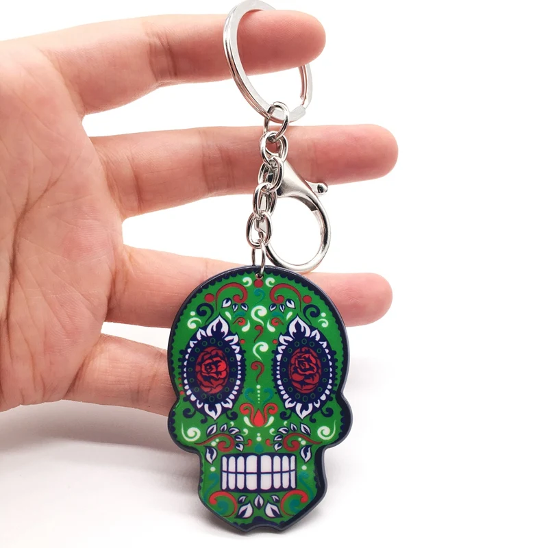E Брелок с черепом Calavera мексиканский милый сладкий сахар череп большой Омар брелок для ключей Хэллоуин акриловые бусины в форме черепа брелок сумка Подвески - Цвет: E