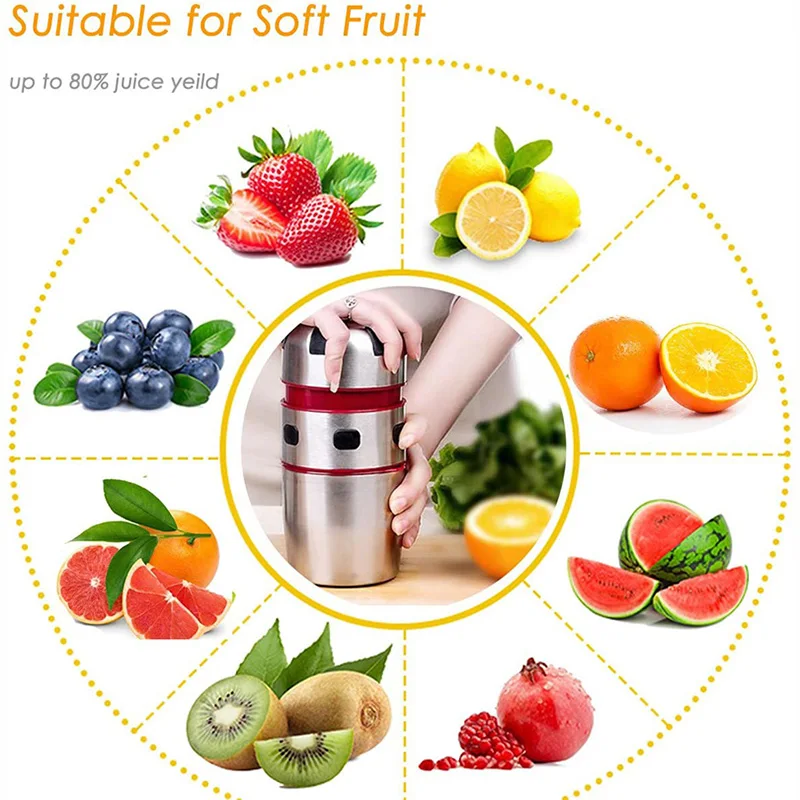 

Portable Citrus Juicer Manual Orange Juicer Stainless Steel Hand Grapefruit Lid Rotation Squeezer For Lemons Tangerines Fruits