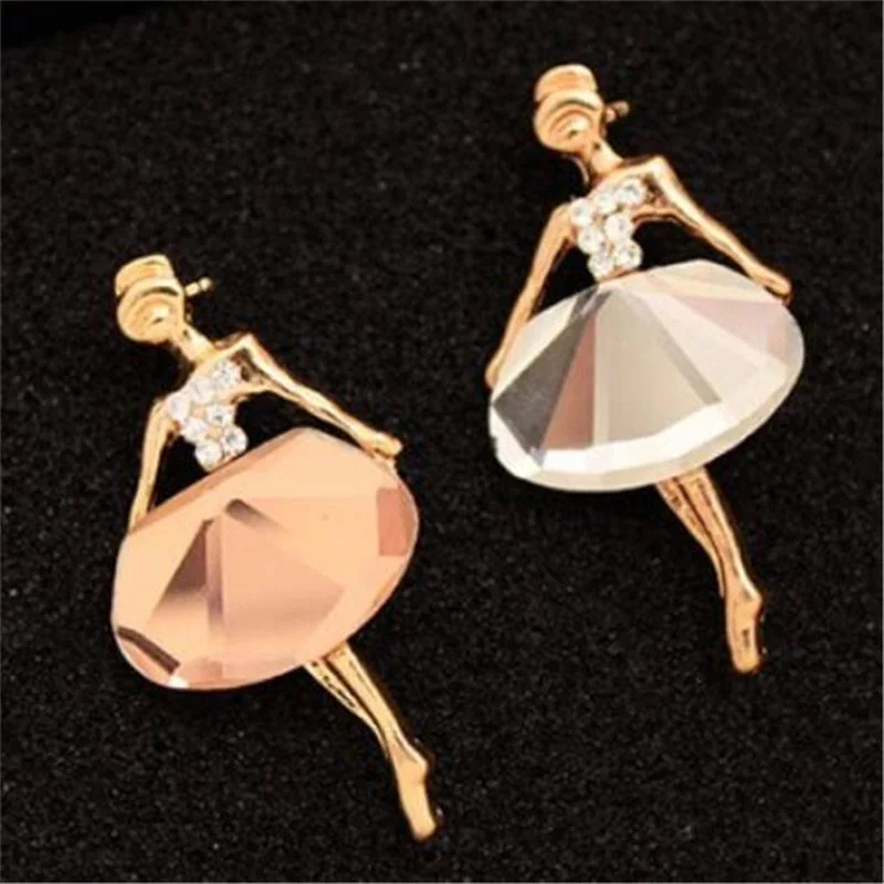 Hot Fashion Jewelry Wholesale Temperament Ballet Girl Cartoon Metal Glass Crystal Brooches For Women Brooch Pins 2021 | Украшения и