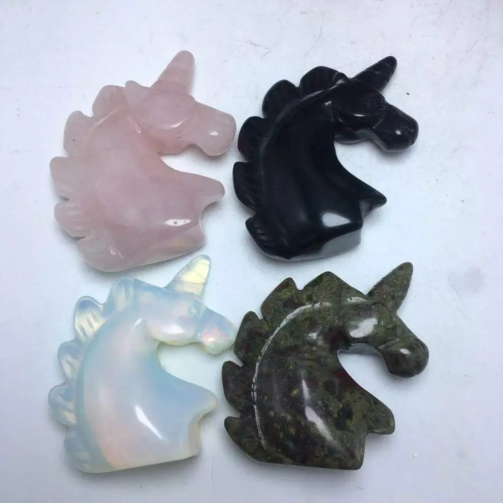 

Quartz crystals unicorn natural stones and minerals carved gemstones animals reiki healing home decoration
