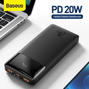 baseus 30000mah power bank 20w portable charger powerbank 20000mah external battery fast charging for iphone xiaomi poverbank free global shipping
