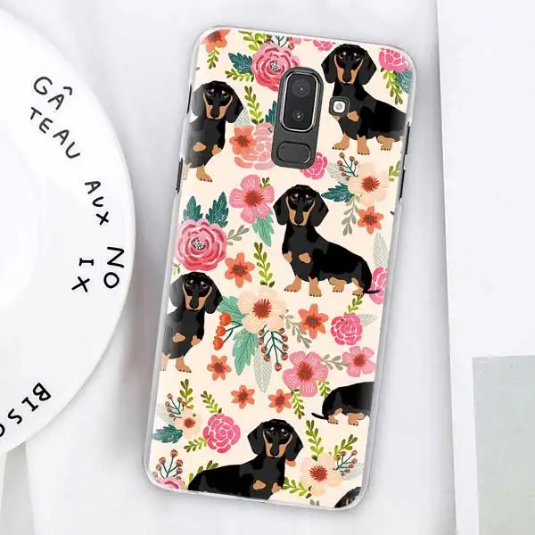 Dachshund Doxie Цветок Собака Щенок Чехлы для samsung Galaxy J4 Plus J6 Plus J8 J3 J5 J7 J5 Prime жесткий чехол - Цвет: 09