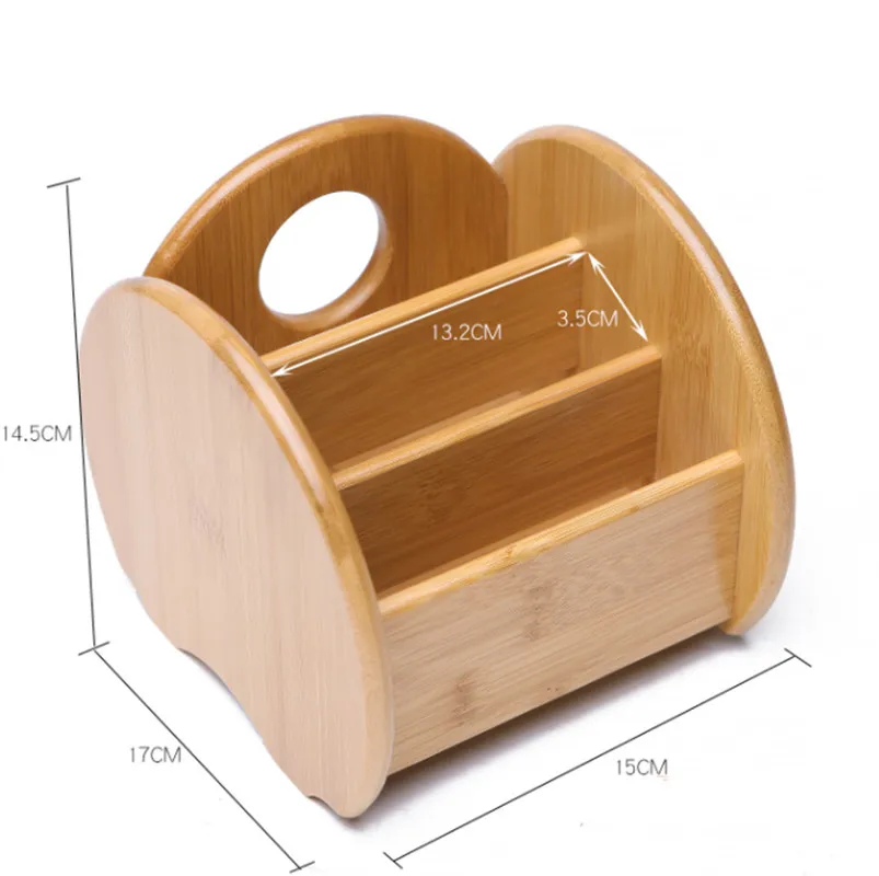 

Desk Remote Control Holder Bamboo Storage Box Pen Key Collection Cosmetics Organizer Storage Boxes for Home Office