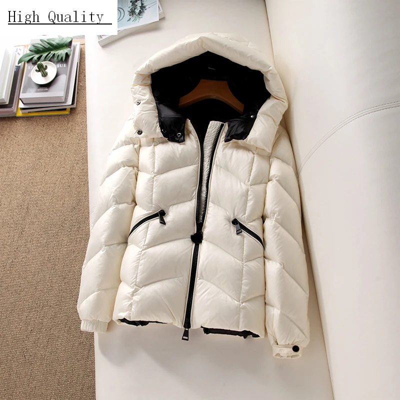 Зимний ультра легкий пуховик для женщин 90% белый утиный пух пальто толстая теплая