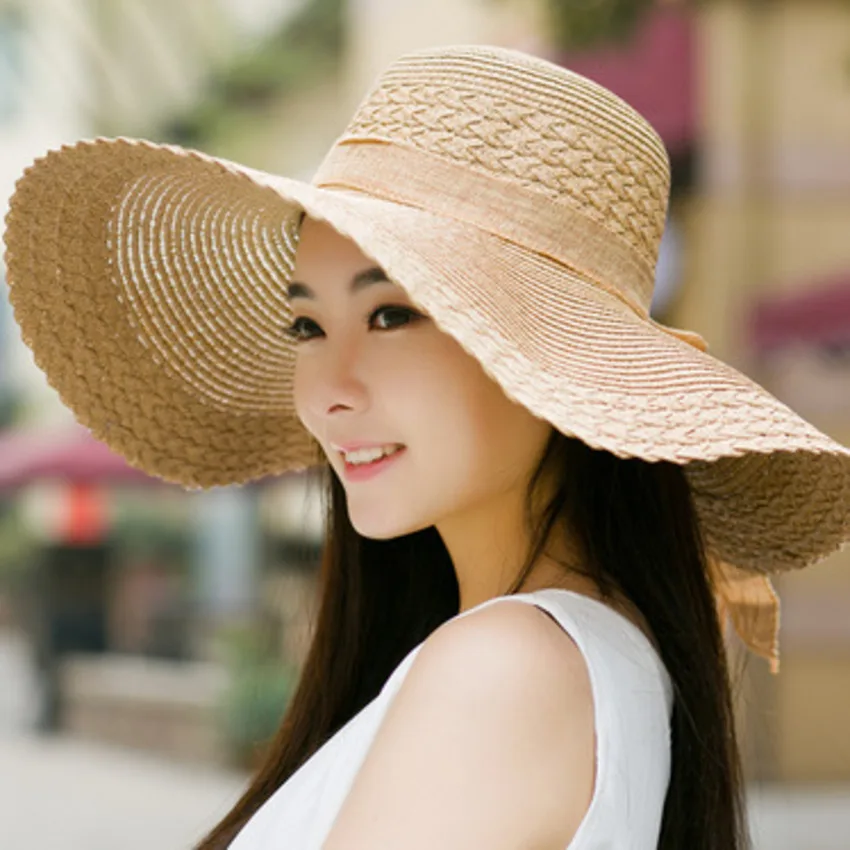 

Bow Floppy Wide Brim Beach Hats Sun Hat Cap Straw Cap Travel Foldable With UV UPF 50+ Protection The Perfect Fashion Accessory