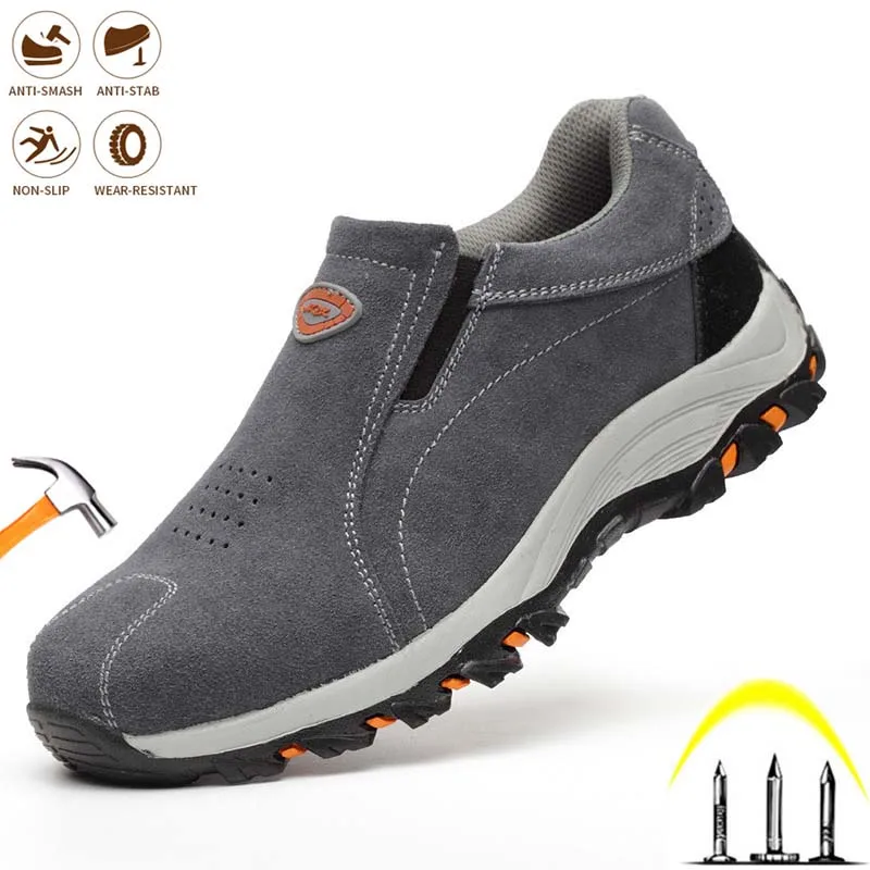 

Men Safety Work Shoes Steel Toe Cap Indestructible Sneakers Anti-smash Anti-puncture Breathable Comfortable Protection Shoes