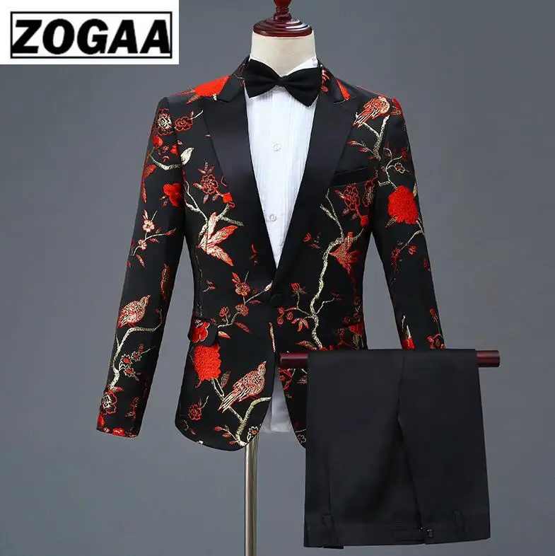 ZOGAA Новый дизайн Мужская Стильная Вышивка Королевский синий зеленый красный