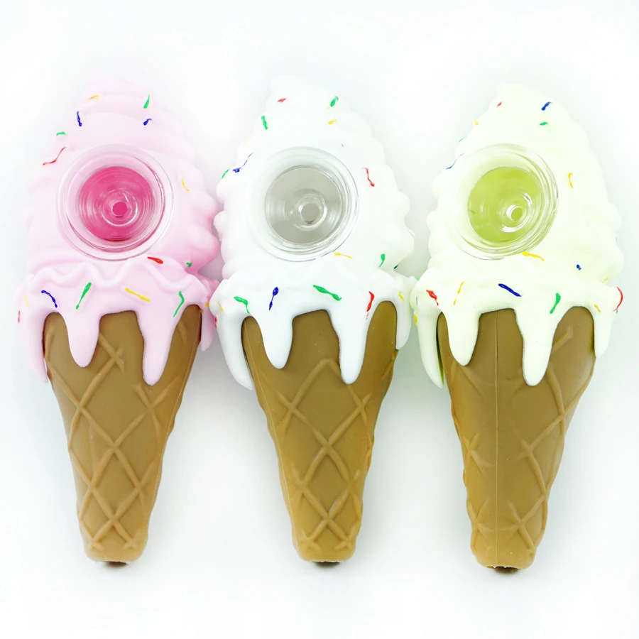

Cute Smoke Pipe with Glass Bowl Ice Cream Design Cigarette Holder Tobacco Accessories Girls Gift
