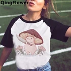 Гриб летний топ футболки для женщин пара в винтажном стиле принтовые тройники, женские топы, футболки, футболка для девочек; Корейский