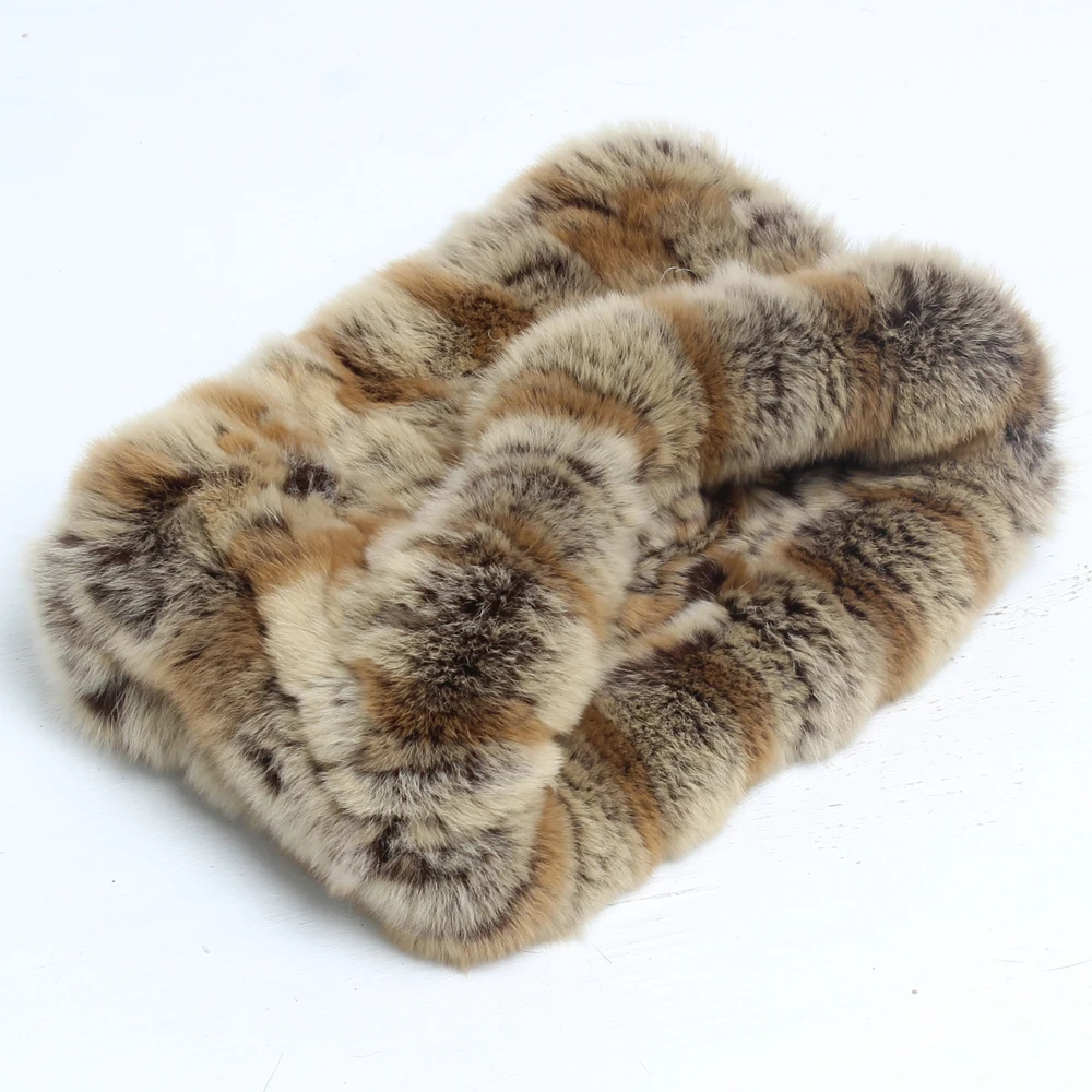 New Arrival Lady Good Elastic Real Rex Rabbit Fur Scarf Knit Genuine Headbands Girls Natural Ring |